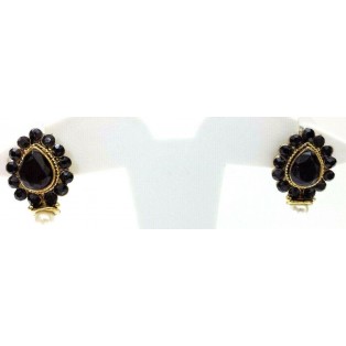 Gold Oxidized Women Earring Stud Jewelry PushBack Classy Gift Rhinestone Bead 37